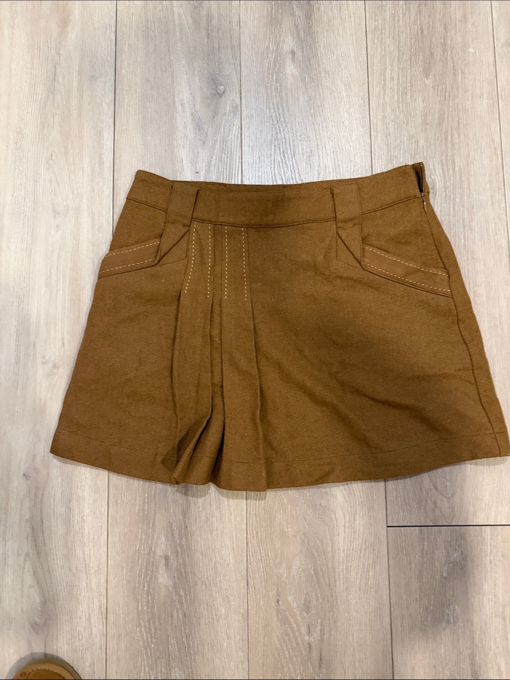 Promod Brown Tailored Skort with Front Pleats